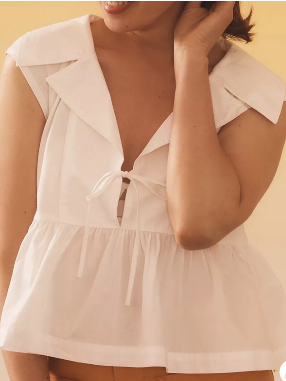 Anthropologie Maeve White Tie Top